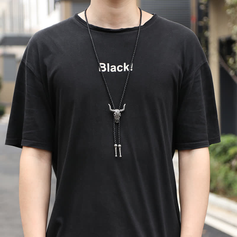 Vintage Native Style Bull Head Bolo Tie - image 1
