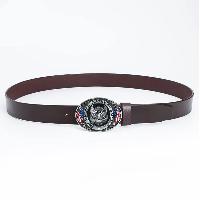 Men's Luxury Eagle American Flag Leather Belt - image 3