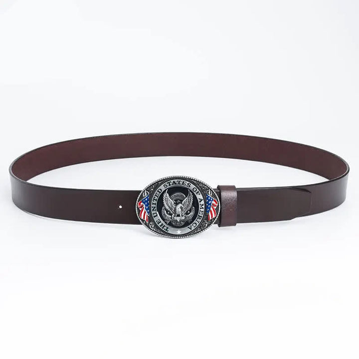 Men's Luxury Eagle American Flag Leather Belt - image 3