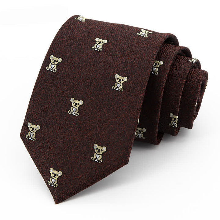 Men's Dark Coffee Lovely Yellow Koala Necktie - Dark Coffee - image 0