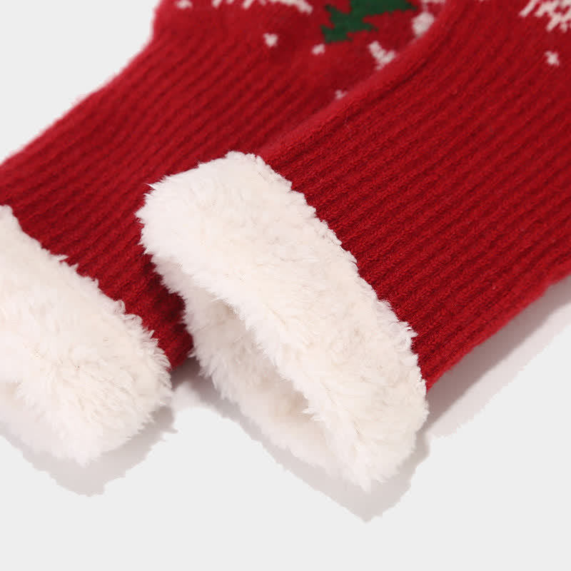 3Pcs Women's Reindeer Tree Jacquard Hat Scarf Gloves Set - image 8