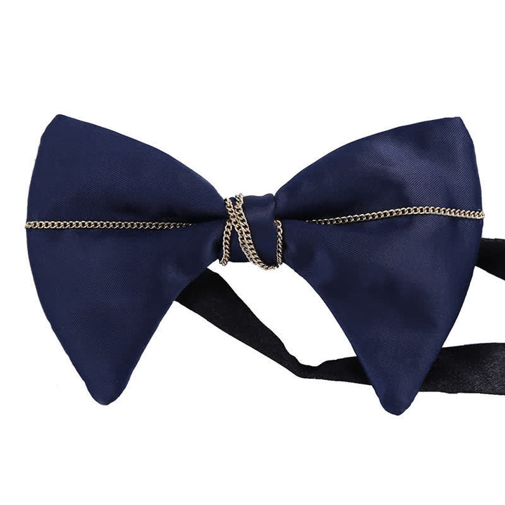 Men's Luxury Navy Blue Chain Bow Tie - image 4