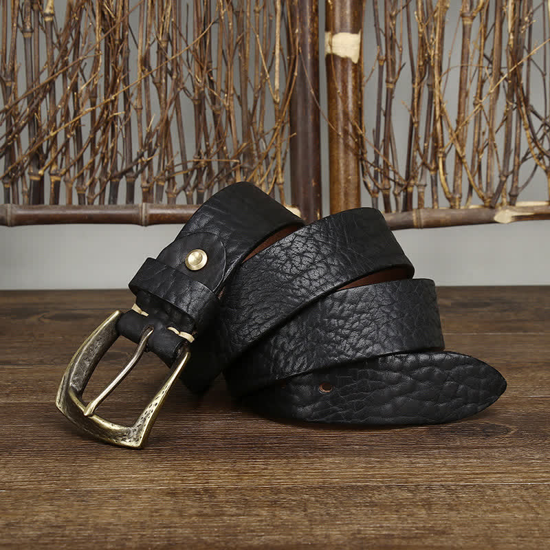 Men's Retro Yak Skin Pattern Leather Belt - image 10