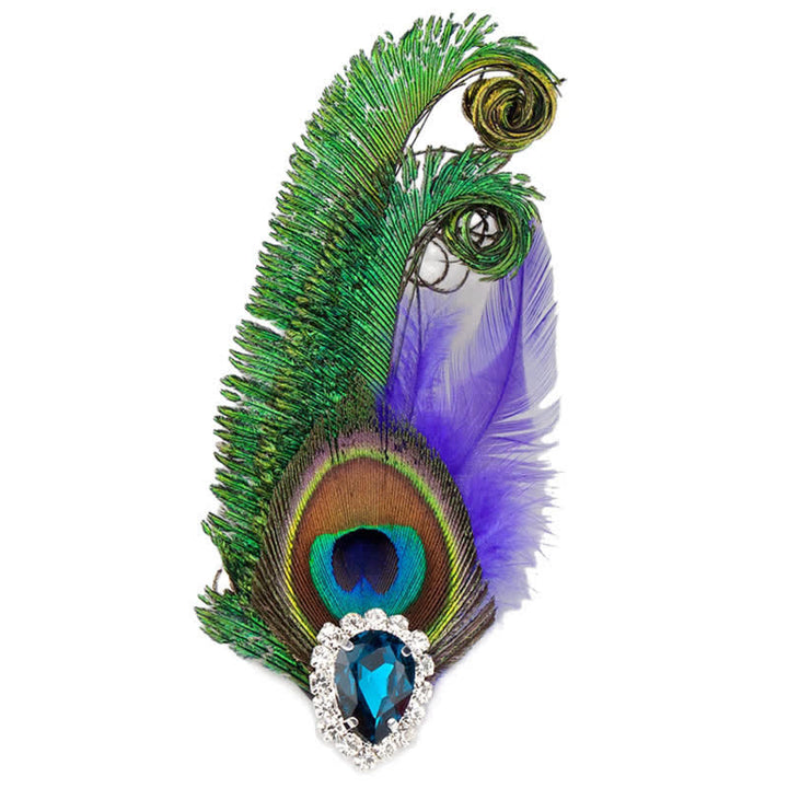 Rhinestone Peacock Eye Feather Brooch - Style #2 - image 4