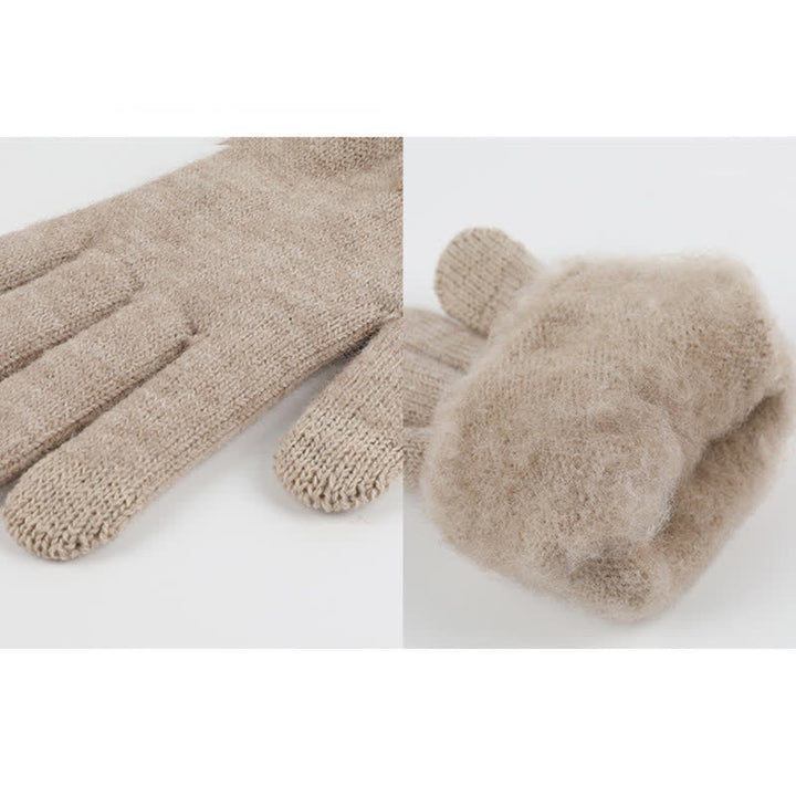 3Pcs Unisex Solid Color Soft Hat Scarf Gloves Set - image 8