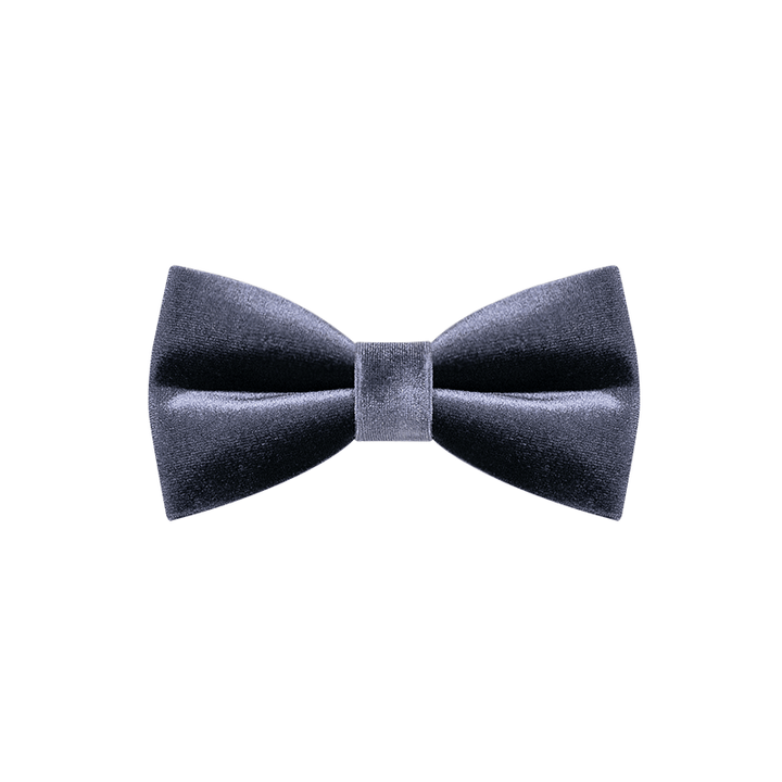 Men's Night Gray Solid Color Velvet Bow Tie - image 6