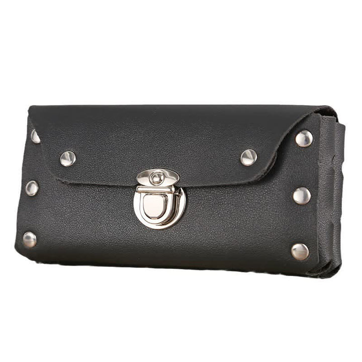 Rivet Decor Button Universal Phone Leather Belt Bag - image 2