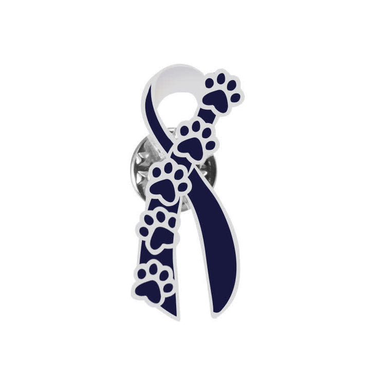 Women's Puppy Pawprint Ribbon Brooch - Navy & White - image 6