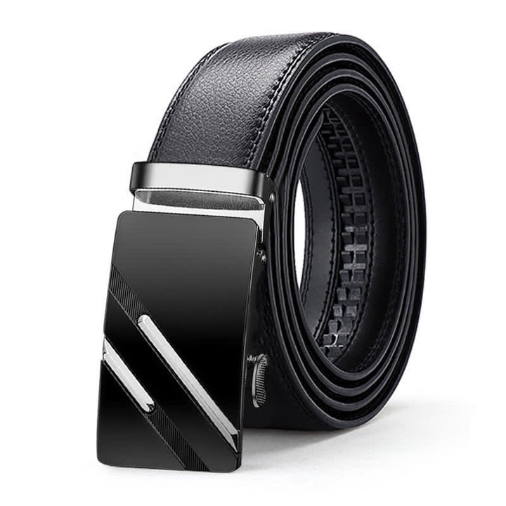 Men's Luxury Embossed Automatic Buckle Leather Belt - Style #1 - Silver - 46 - image 8