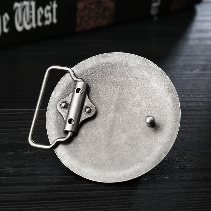 Men's DIY Tree of Life Round Buckle Leather Belt - image 5