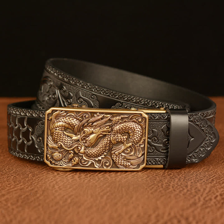 Men's Dragon Square Buckle Leather Belt - image 11