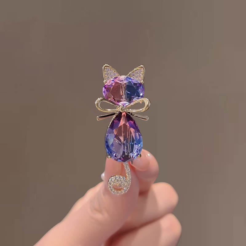 Women's Cute Kitty Rhinestone Brooch - image 3