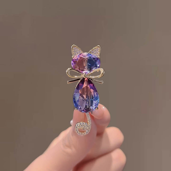 Women's Cute Kitty Rhinestone Brooch - image 3