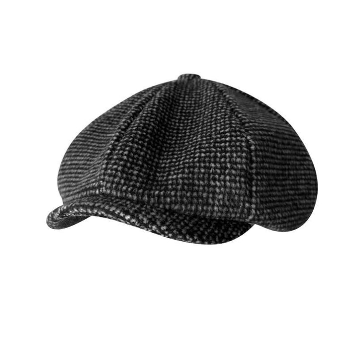 Tiny Checks Gatsby Beret Octagonal Cap - Black & White - XL (24"-24 1/2") - image 1
