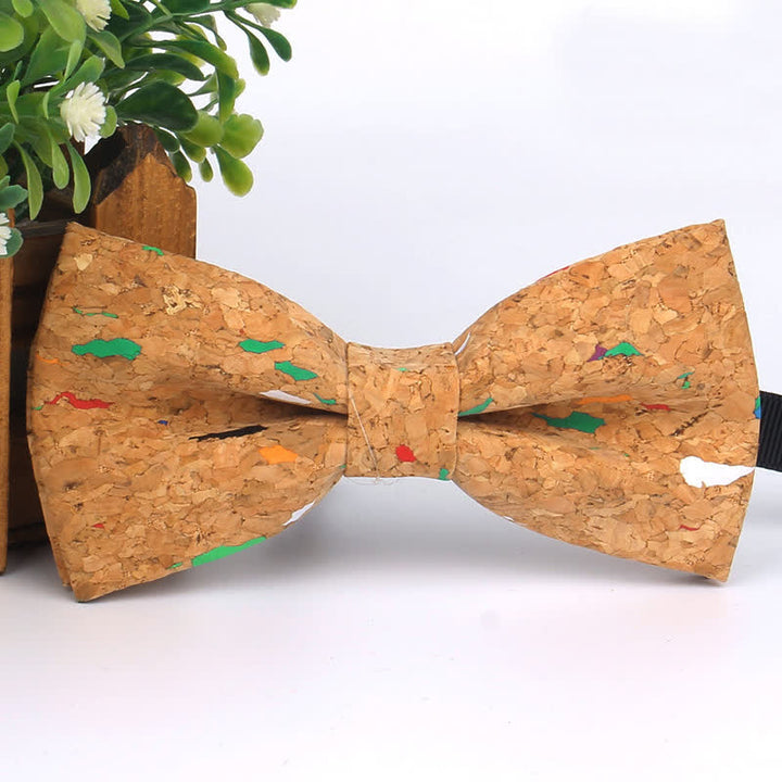 Men's Wood Grain Geometric Print Multi-Color Bow Tie - Style #4 - image 11