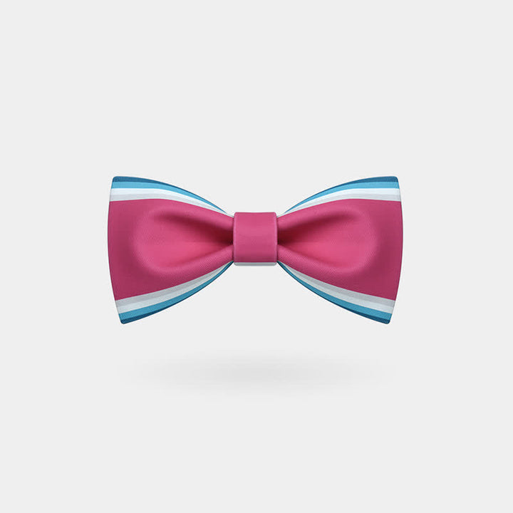 Men's Pink & Green Stripe Bow Tie - Pink & Green - image 0