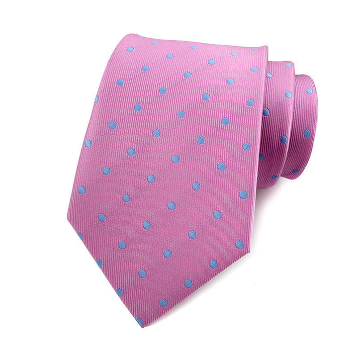 Men's Polka Dots Necktie - Small Dots - Pink & Blue - image 6