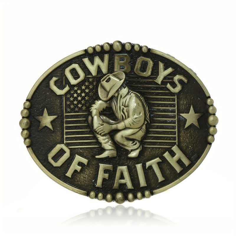 Men's DIY Cowboys Of Faith Buckle Leather Belt - image 2