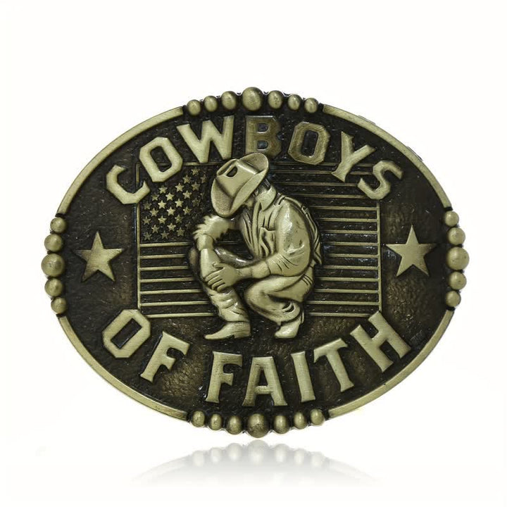 Men's DIY Cowboys Of Faith Buckle Leather Belt - image 2