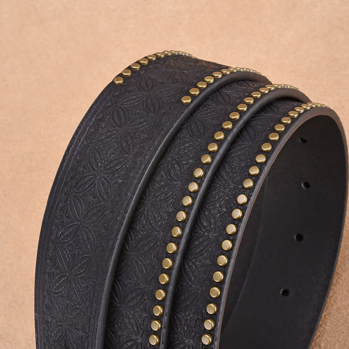 Men's Eagle Vulture Head Steer Rivet Leather Belt - image 2