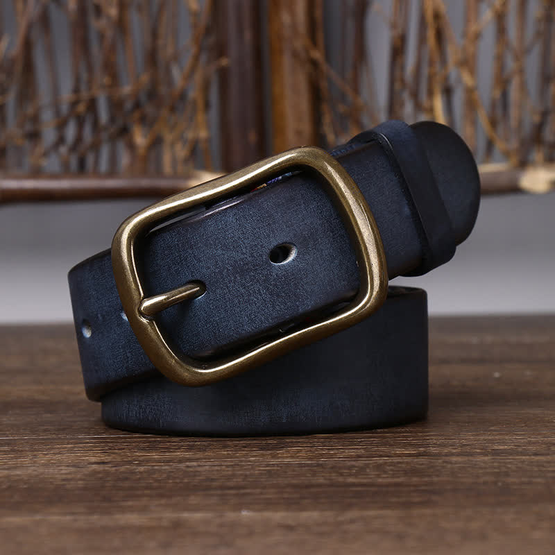 Men's Vintage Thicken Pure Cowhide Leather Belt - image 14