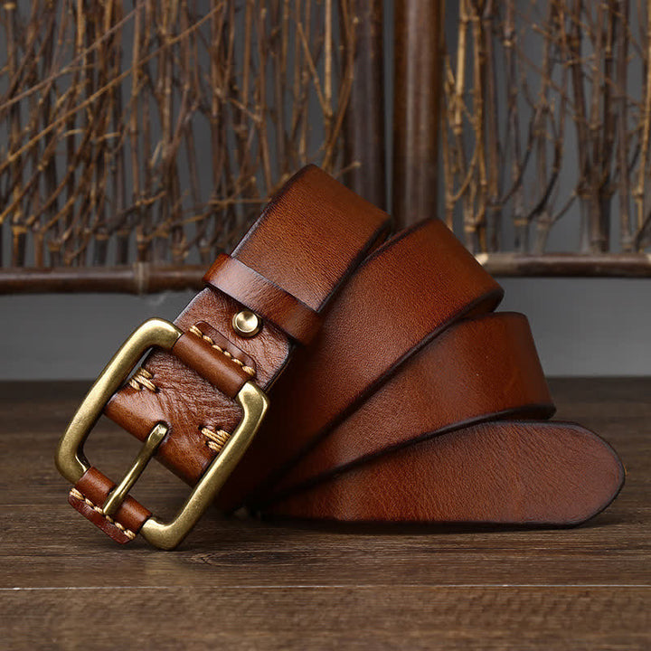 Men's Leisure Heavy Copper Buckle Leather Belt - image 12