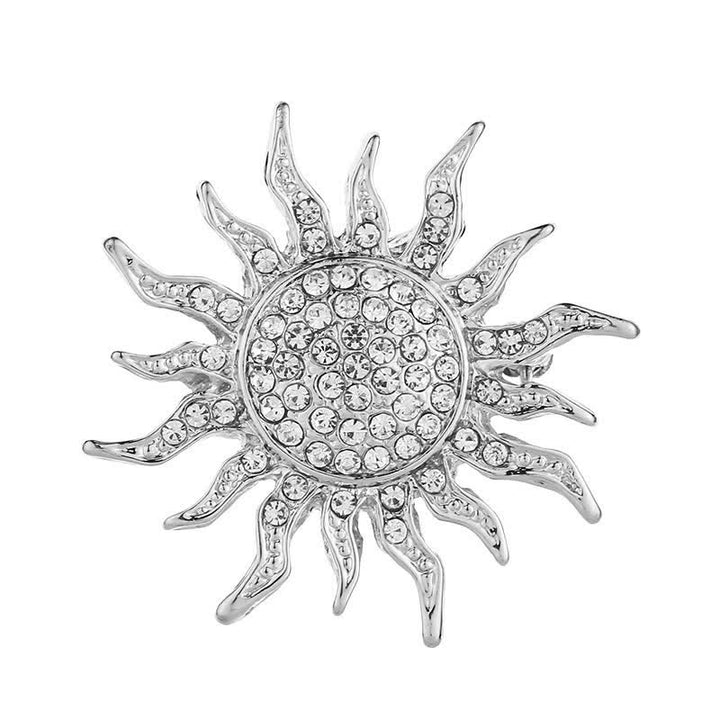 Men's Glowing Sunburst Rhinestone Brooch - image 5