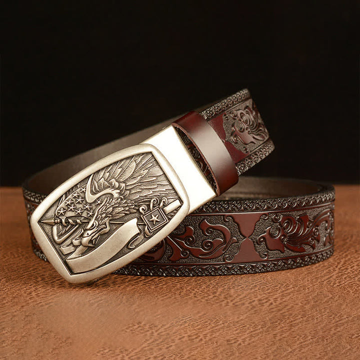 Men's American Flag Hawk Eagle Leather Belt - image 13
