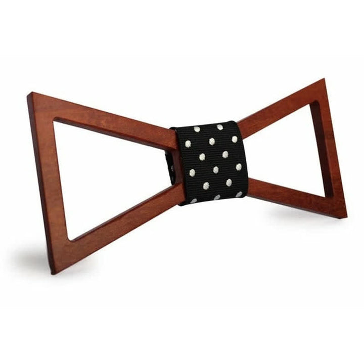 Men's Classic Framed Wooden Bow Tie - Black Polka Dot - image 0