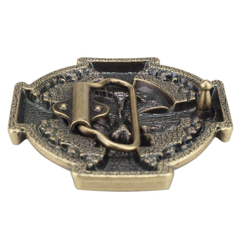 Men's Cross Skull Embossed Pattern Leather Belt - image 15