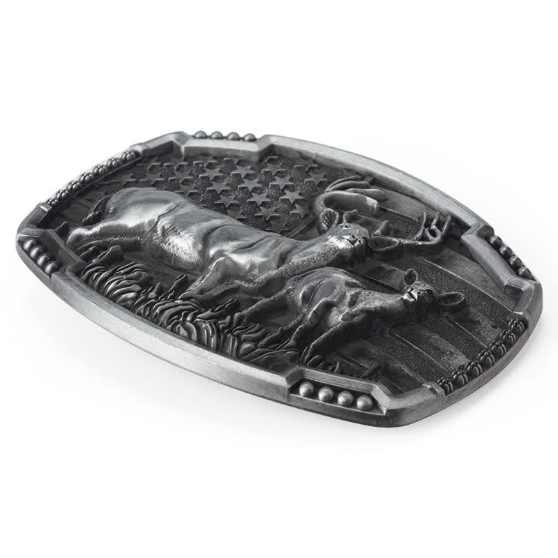 Men's DIY Deer Hunter American Flag Buckle Leather Belt - image 4