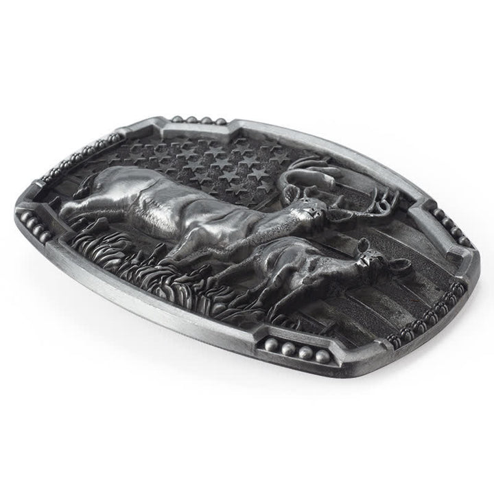 Men's DIY Deer Hunter American Flag Buckle Leather Belt - image 4