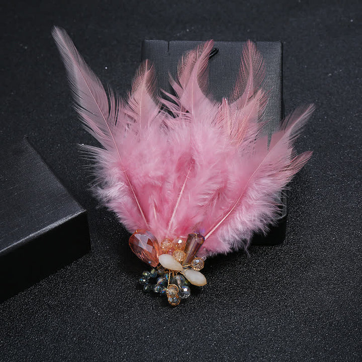 Women's Luxury Crystal Branch Snowflake Feather Brooch - Branch - Pink - image 7