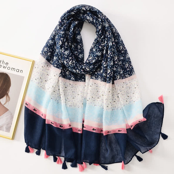 Women's Thin Lovely Butterfly Floral Tassel Scarf - Style #14 - image 19