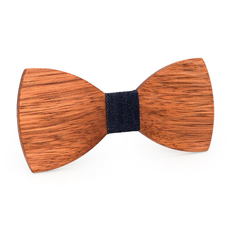 Men's Vintage Begonia Wooden Bow Tie - Dark Gray - image 0