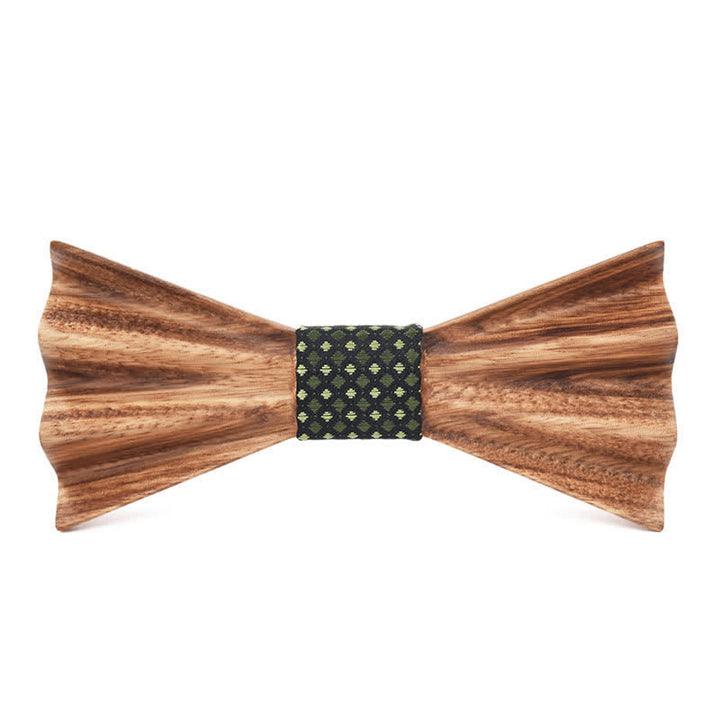 Men's Brown Stereo 3D Folded Wooden Bow Tie - Olive - image 3