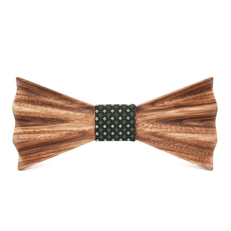 Men's Brown Stereo 3D Folded Wooden Bow Tie - Olive - image 3