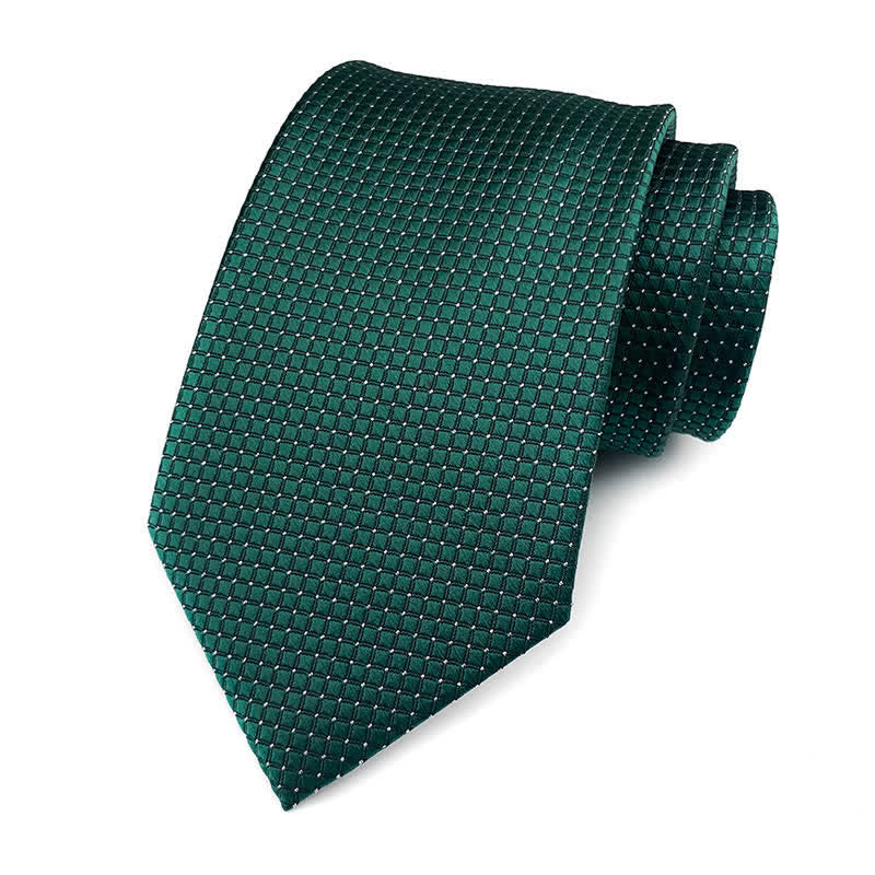 Men's Solid Color Subtle Checked Office Necktie - Green - image 10