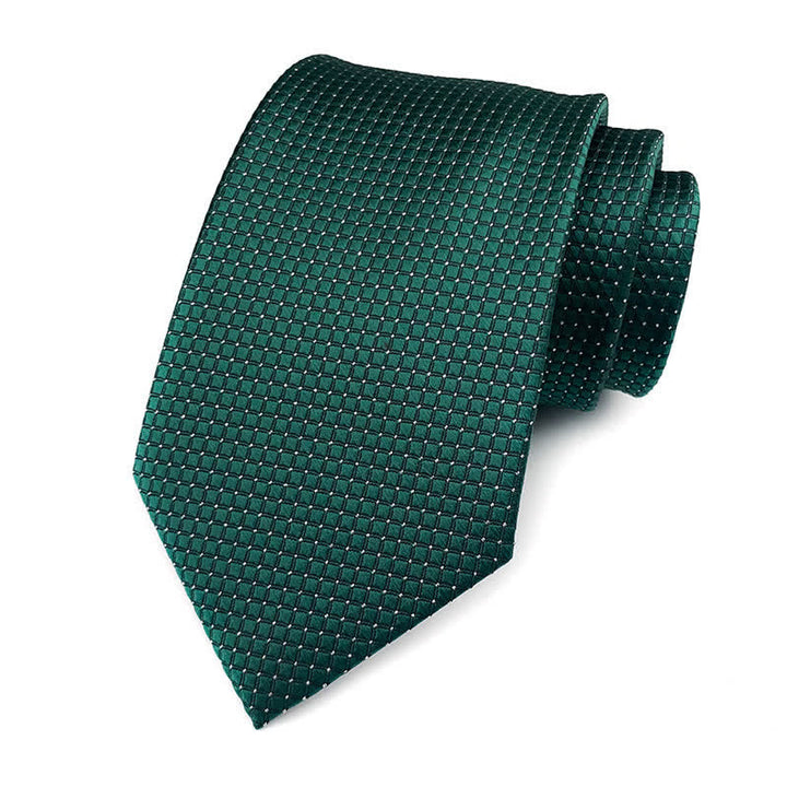 Men's Solid Color Subtle Checked Office Necktie - Green - image 10