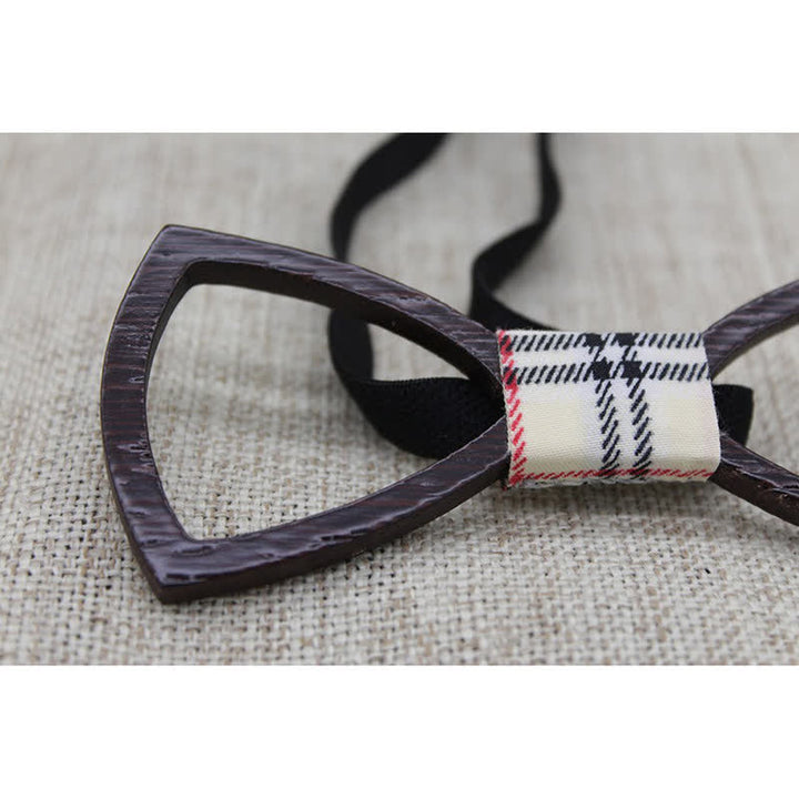 Men's Dark Hollow Glasses Wooden Bow Tie Set - image 2