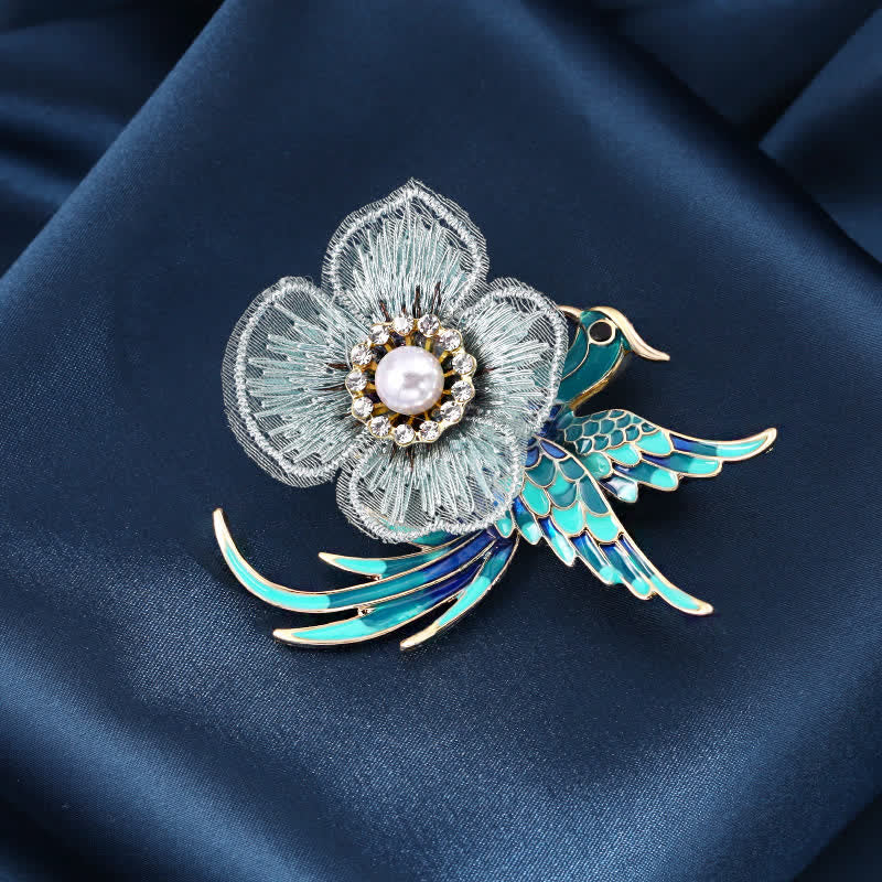 Women's Embroidered Phoenix Bird Brooch - image 4