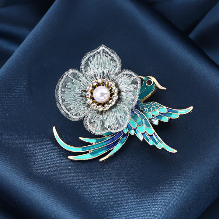 Women's Embroidered Phoenix Bird Brooch - image 4