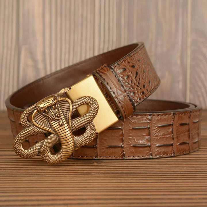 Men's Curled Cobra Alligator Pattern Leather Belt - image 14