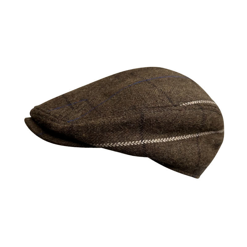 Vintage Coffee Blue White Strips Beret Cap - Coffee - XL (24"-24 1/2") - image 0