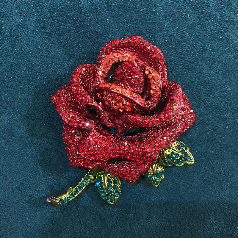Women's Classy Rose Rhinestone Brooch - Red - image 0