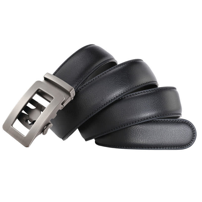 Men's Simple Hollow Automatic Buckle Leather Belt - image 2