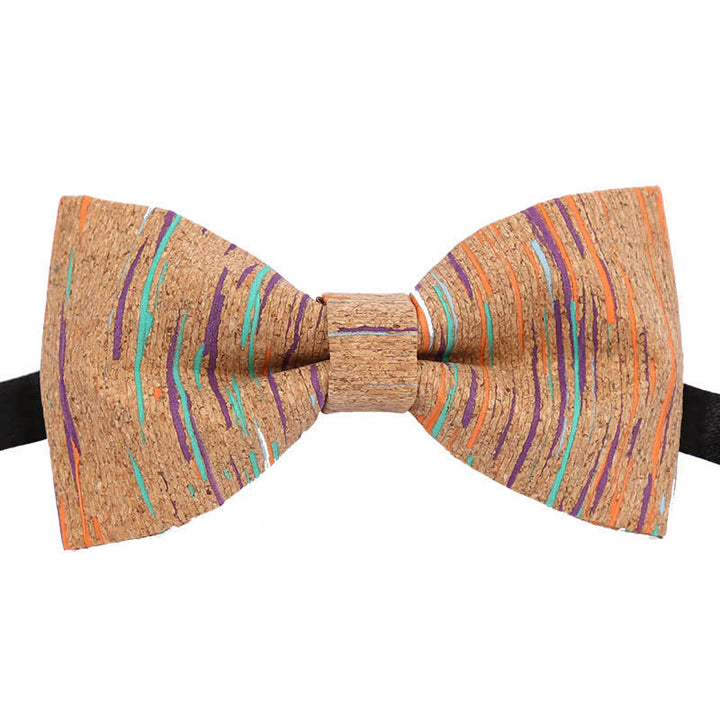 Men's Cork Graphic Lines Wooden Bow Tie - Style #1 - image 0