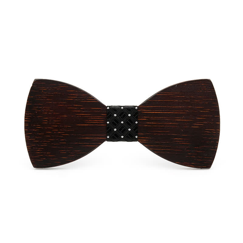Men's Novelty Black Wooden Bow Tie - Black - image 1