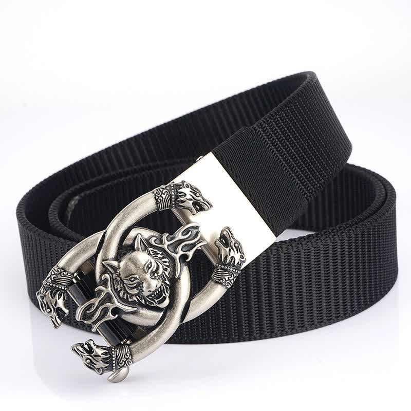 Men's Fierce Wolves In Flame Nylon Belt - Black / Silver - 48" - image 16