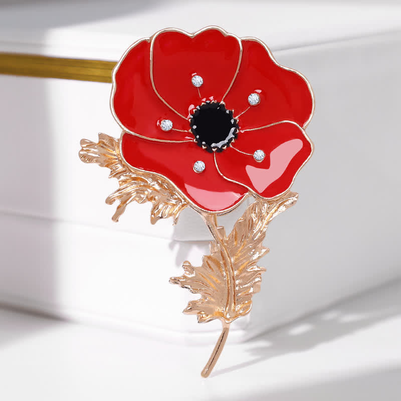 Women's Vintage Oil Painting Poppy Brooch - image 2